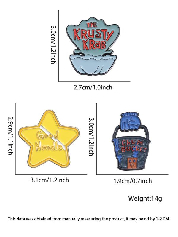 Cute Cartoon Star & Shell & Bucket Design Brooch, Fashion Alloy Badge for Women & Men, Enamel Pin Suitable for Backpacks, Jeans, Scarves, Hats Decoration