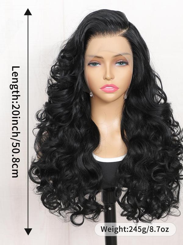 Long Body Wavy Wigs for Women, Gorgeous Fluffy Wigs without Bangs, Synthetic Lace Front Wigs for Party, Daily Use