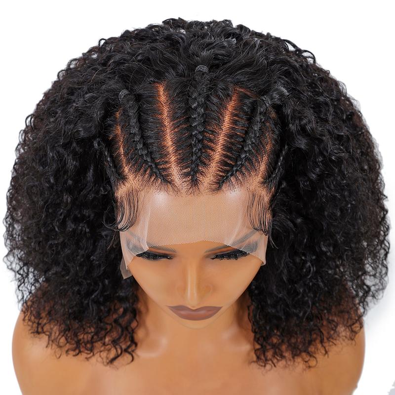 SuperNova Human Hair Curly Short Bob Braided Lace Frontal Wigs 16