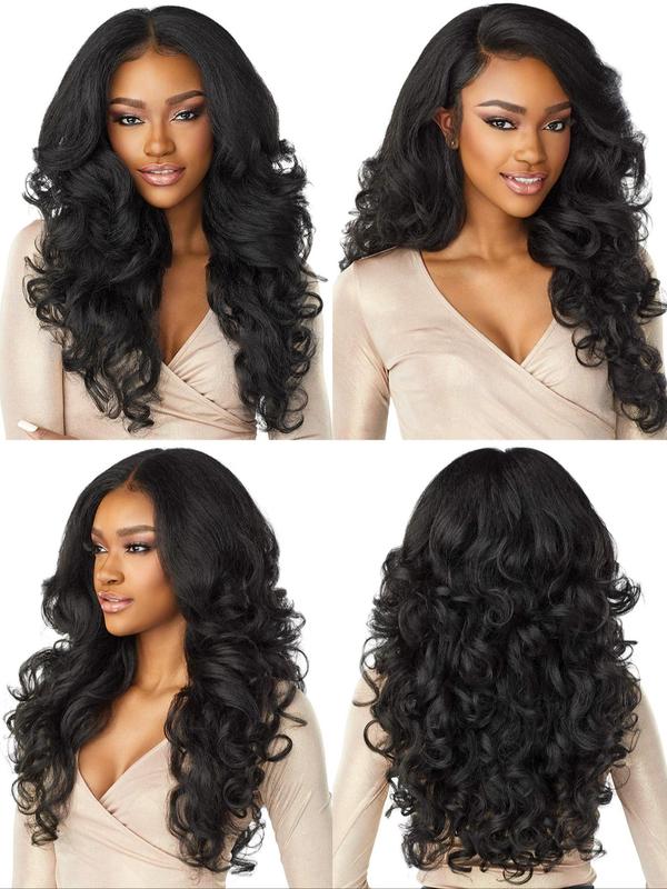 Long Body Wavy Wigs for Women, Gorgeous Fluffy Wigs without Bangs, Synthetic Lace Front Wigs for Party, Daily Use