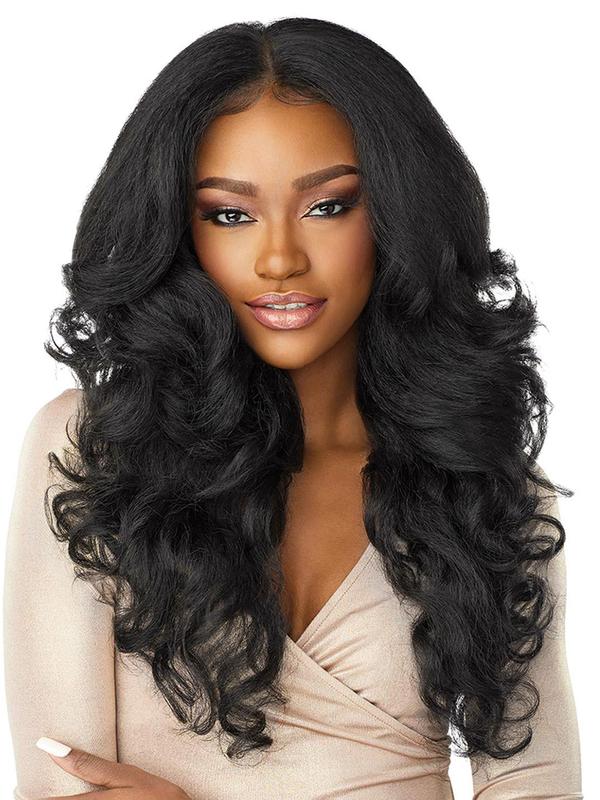 Long Body Wavy Wigs for Women, Gorgeous Fluffy Wigs without Bangs, Synthetic Lace Front Wigs for Party, Daily Use