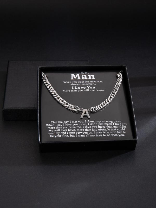 Fashion Casual Letter Detail Pendant Necklace for Gifts, Stainless Steel Matching Necklace Jewelry, Classic Fashion Accessories for Daily Wear, with Box