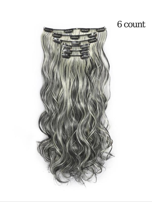 Long Wavy Clip-in Hair Extensions, Natural Fluffy Synthetic Hair Extensions for Women, Synthetic Hair Piece for Daily Use