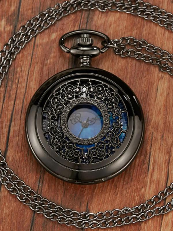 Vintage Hollow Out Design Quartz Pocket Watch, Fashionable Round Dial Analog Watch for Women & Girls, Trendy  Exquisite Watch for Birthday Gift without Box