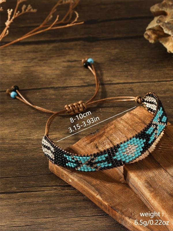 Boho Style Beaded Decor Bracelet, Rice Beads Hand-woven Bracelet, Girls Birthday Gift, Vintage Jewellery for Women & Men, Fashion Accessories for Daily Wear