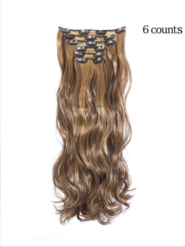 Long Wavy Clip-in Hair Extensions, Natural Fluffy Synthetic Hair Extensions for Women, Synthetic Hair Piece for Daily Use