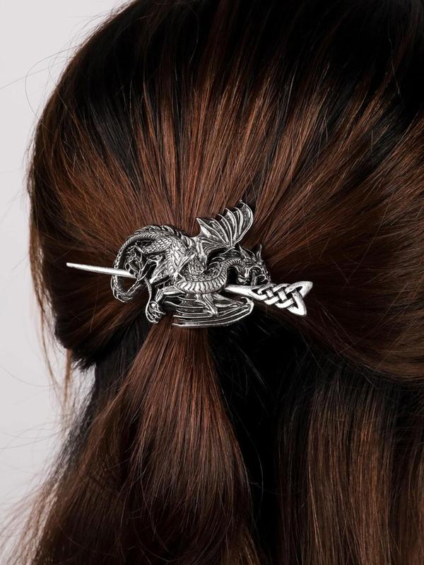 Vintage Style Hair Pin with Dragon Design As Gift, Casual Trendy Animal Shaped Design Hair Pin, Hair Accessories for Party & Daily Use