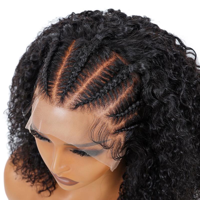 SuperNova Human Hair Curly Short Bob Braided Lace Frontal Wigs 16