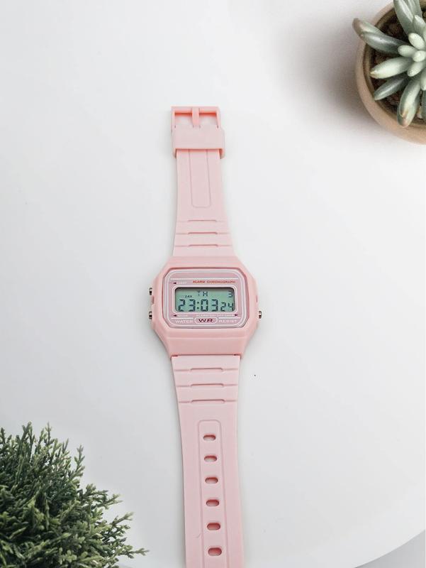 Unisex Casual Sports TPU Material Ultra-Thin Electronic Watch with Small Square Design