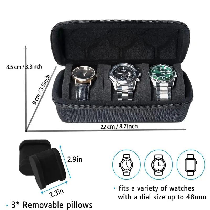 Watch Travel Case, 1 Count 3 5 Slots Watch Storage Organizer Box, Hardshell Watch Travel Case with Soft Foam Pillow & Handle for Men & Women's Watches