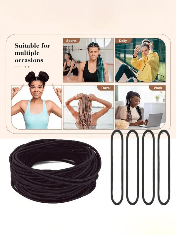 Women's Minimalist Plain Color Long High Stretchy Hair Ties, 20pcs Casual Trendy Elastic Ponytail Holders, Hair Accessories for Daily Life for Women & Girls