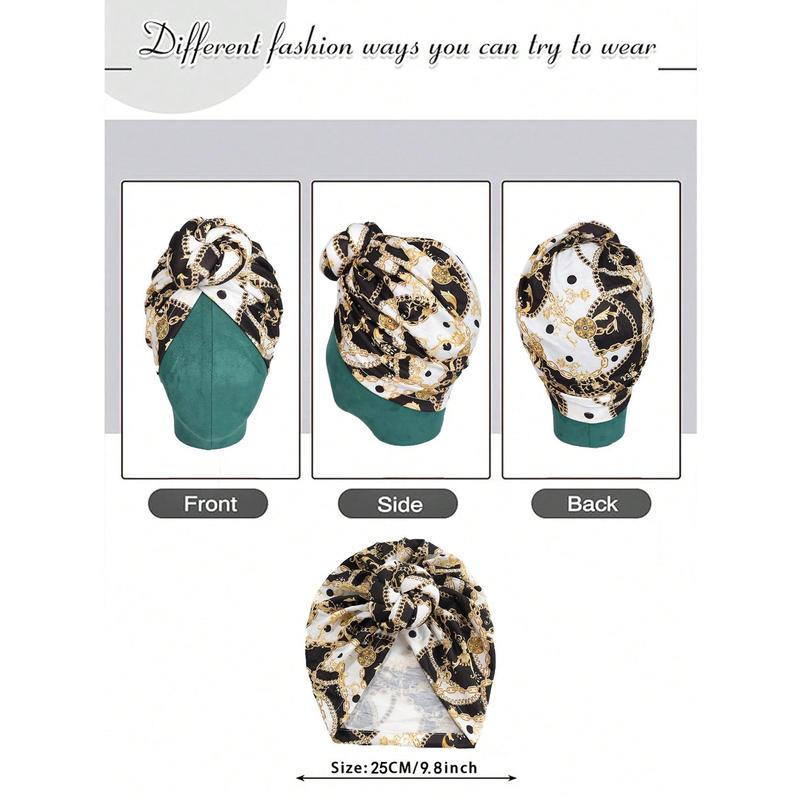 Women's Printed Turban, Luxury African Style Handmade Knotted Headband For Formal Occasions