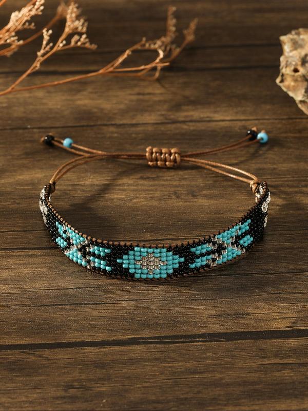 Boho Style Beaded Decor Bracelet, Rice Beads Hand-woven Bracelet, Girls Birthday Gift, Vintage Jewellery for Women & Men, Fashion Accessories for Daily Wear