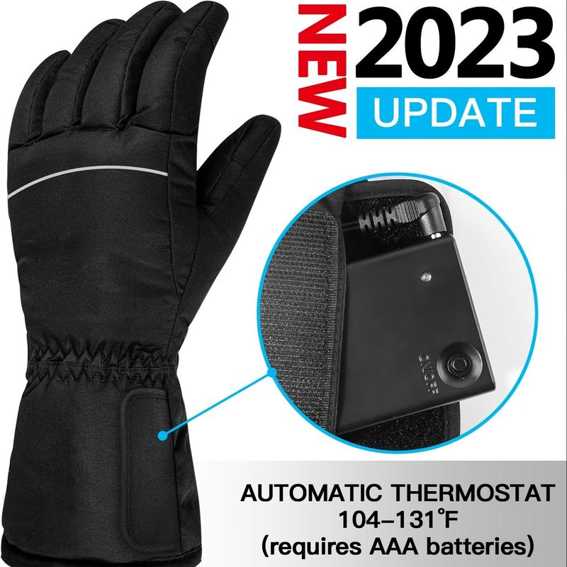 Heating gloves, men's and women's electric winter gloves, automatic thermostat and touch screen waterproof, suitable for all kinds of outdoor activities hiking, fishing, skiing, camping, black