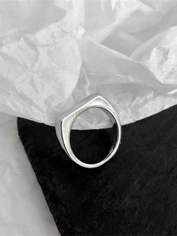 Minimalist Stainless Steel Promise Ring for Her & Him, Asymmetrical Design Simple Engagement Ring, Fashion Women & Male Accessories As Gift, Vintage Rings Jewelry for Both Men & Women