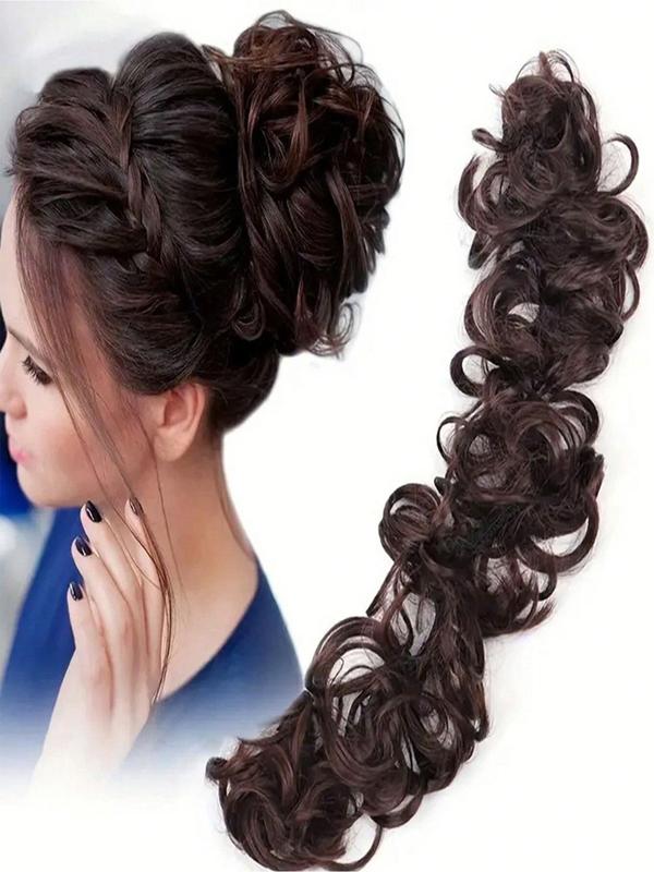 27 Inch Long Curly Hair Bun, Natural Fluffy Hair Bun, Synthetic Hairpiece for Women, Synthetic Hairpiece for Daily & Party Hairstyle Ideas