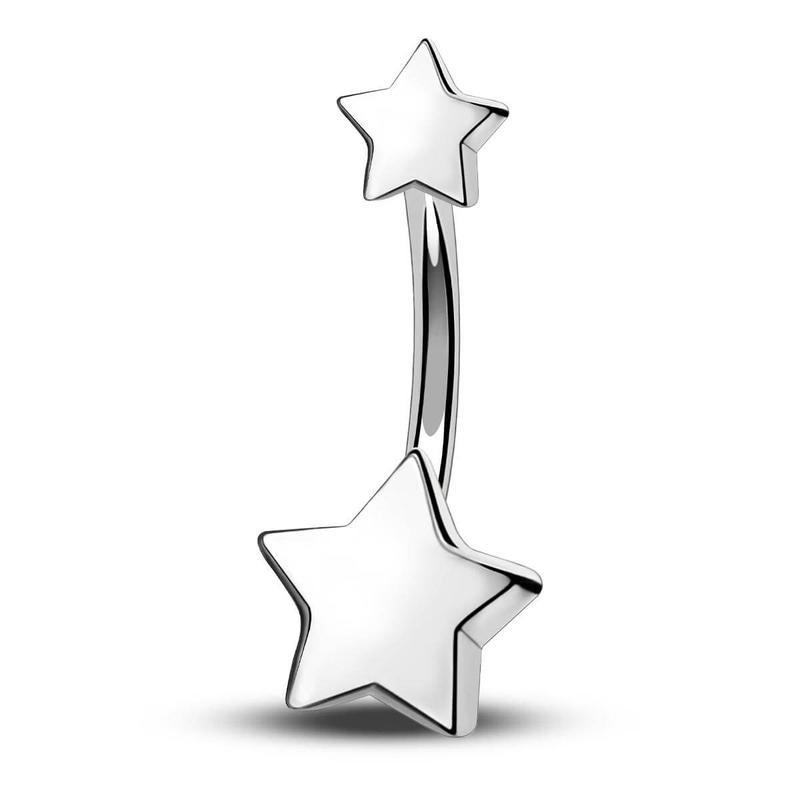 Oufer Titanium Internally Threaded Cute Star Belly Button Ring 14G