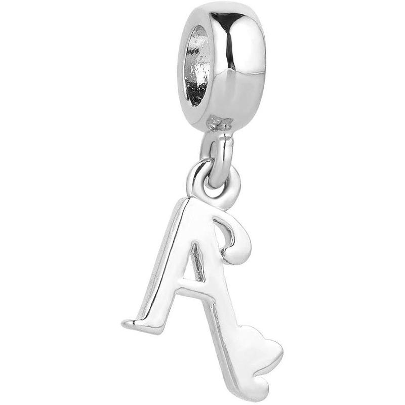 QueenCharms Initial A-Z Letter Charm Golden Heart Alphabet Dangle Beads for Bracelets & Necklaces