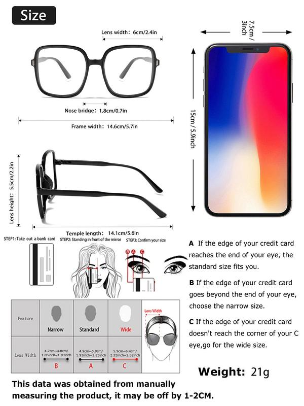 Unisex Fashionable Square Frame Eyeglasses, Tortoiseshell & Plain Color Frame Eyeglasses for Everyday Use, Fashion Accessories for Outdoor Activities