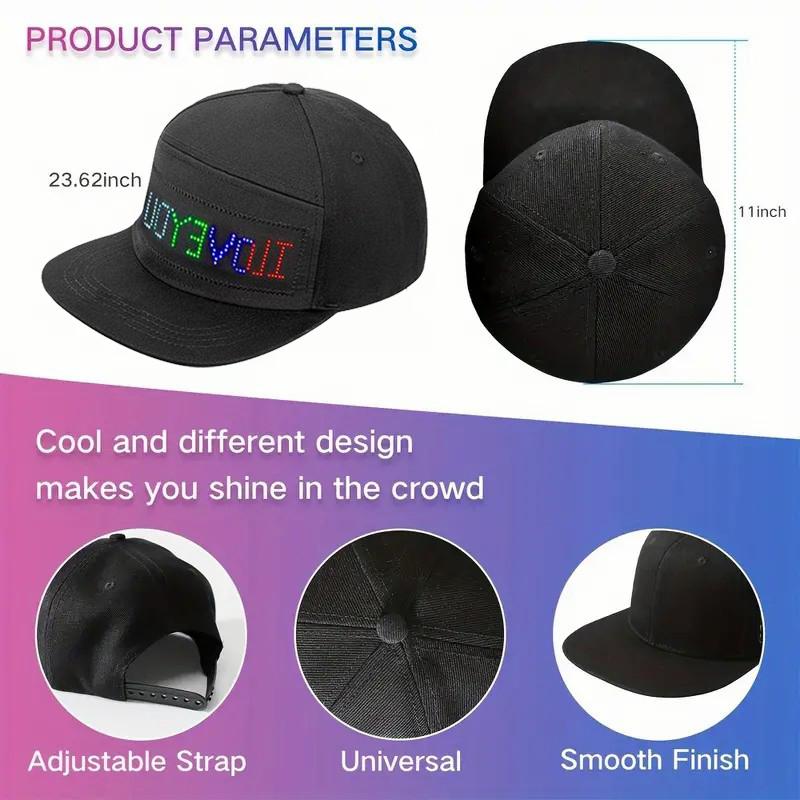 (YOYOWAY) LED Rolling Display Hat, Customized Gif, Picture And Text, Bluetooth App Controlled 2024 Detachable Led Display Baseball Cap BlackFriday