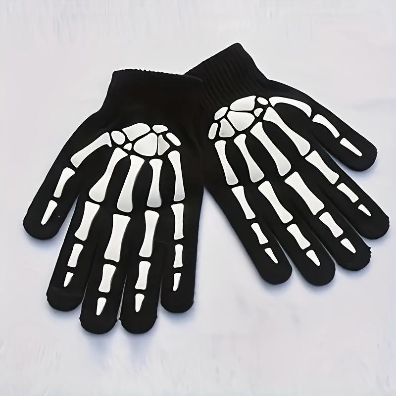 Skeleton Pattern Touch Screen Luminous Gloves, 1 Pair Outdoor Cycling Warm Knit Gloves, Sports & Outdoor Accessories for Women & Men