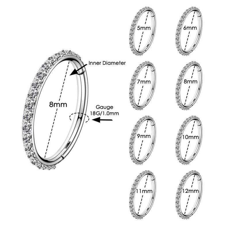 Oufer 18G Micro Gem Hinged Nose Hoop CZ Nose Ring