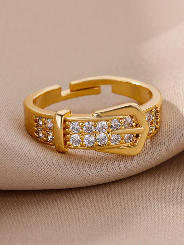 Elegant Rhinestone Decorated Adjustable Ring