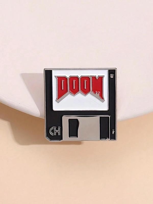 Doom Game Soft Disk Shooting Game Design Brooch for Men, for Backpacks, Jeans, Scarves, Hats Decoration