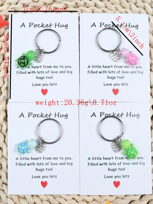 Cute Turtle Design Keychain, 4 Counts set Mini Keychain for Car Keys & Bag Decor, Fashionable Accessories As Creative Gift for Family & Friends