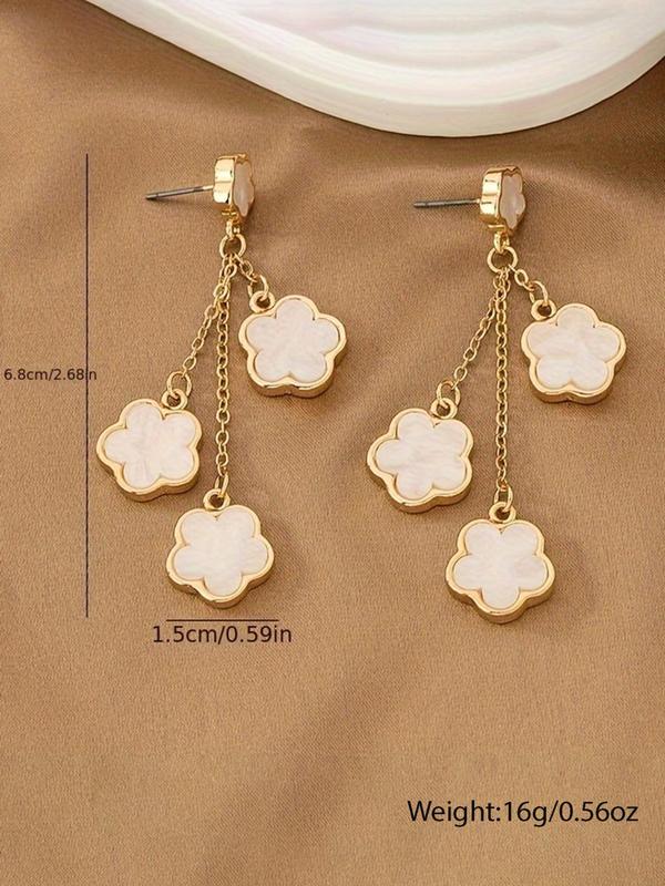 Women's Temperament Elegant Clover Design Dangle Earrings, 1 Pair Trendy Tassel Design Dangle Earrings, Chic Exquisite Vintage Jewelry for Daily & Party Decor