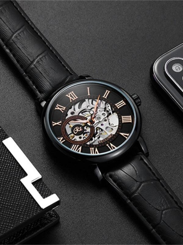 Men's Business Fashion Mechanical Watch, Fashion Watch for Party, Daily Clothing Decor, Trendy All-match & Exquisite Watch for Birthday Gift with Box