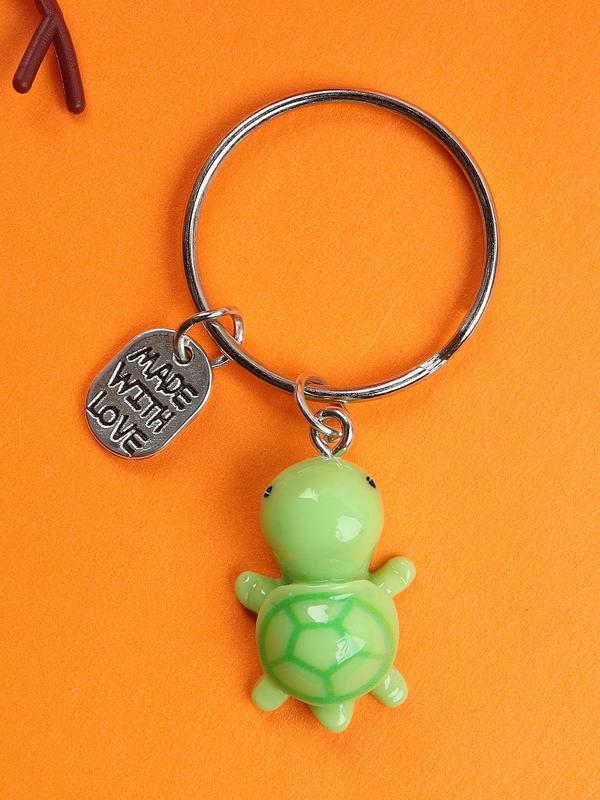 Cute Turtle Design Keychain, 4 Counts set Mini Keychain for Car Keys & Bag Decor, Fashionable Accessories As Creative Gift for Family & Friends