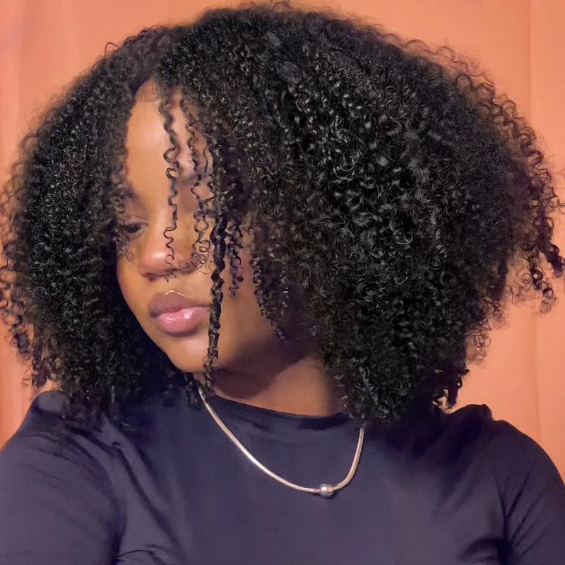 Vshow Afro Curly Hair V Part Wigs For Women Easy To Install Wear Go V Wigs Natural Blend 4C 3C Hairstyle Cheap Afro Curly Glueless Human Hair Wigs