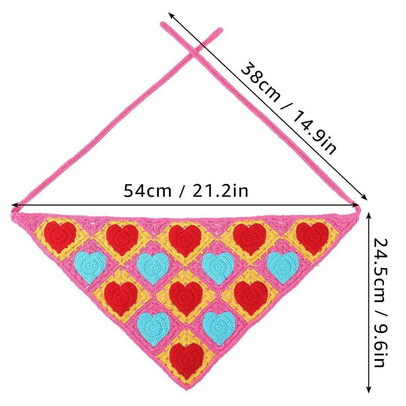 AWAYTR 2Pcs Set Crochet Bandanas for Women Heart Shape Fashion knitted Headbands Hair Scarf Kerchief Head Wraps