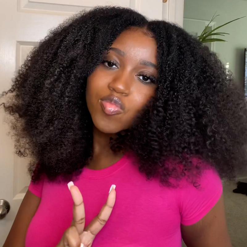 Vshow Afro Curly Hair V Part Wigs For Women Easy To Install Wear Go V Wigs Natural Blend 4C 3C Hairstyle Cheap Afro Curly Glueless Human Hair Wigs