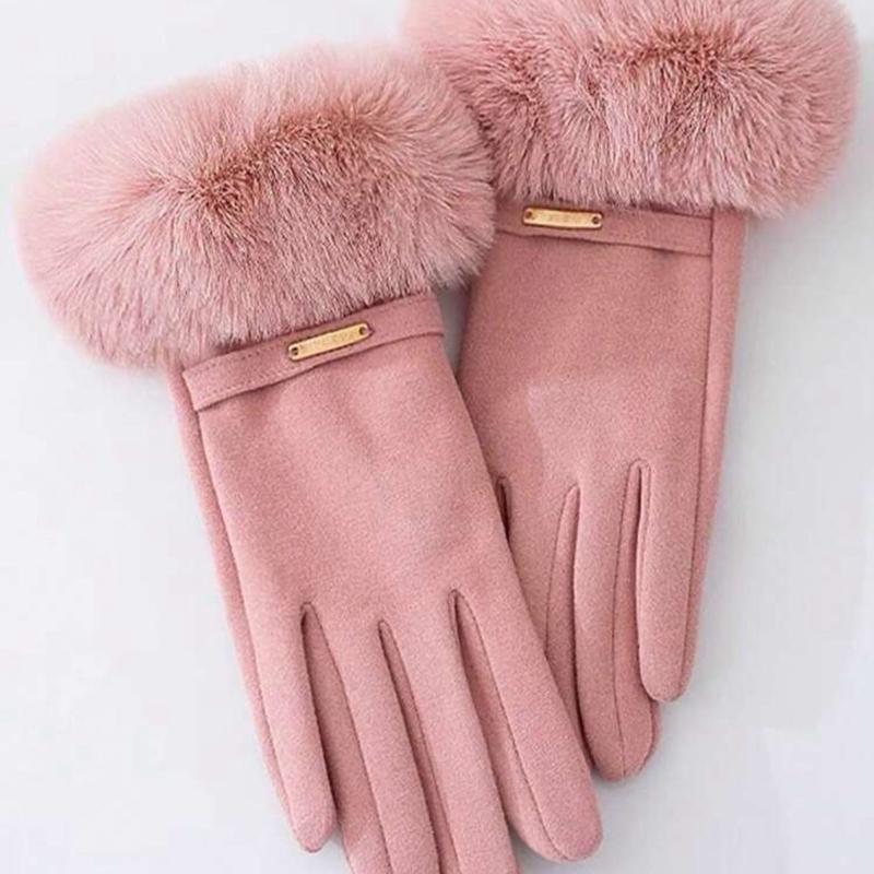 Women's Deerskin Plush Lined Fingerless & Two Fingertips Touchscreen Gloves