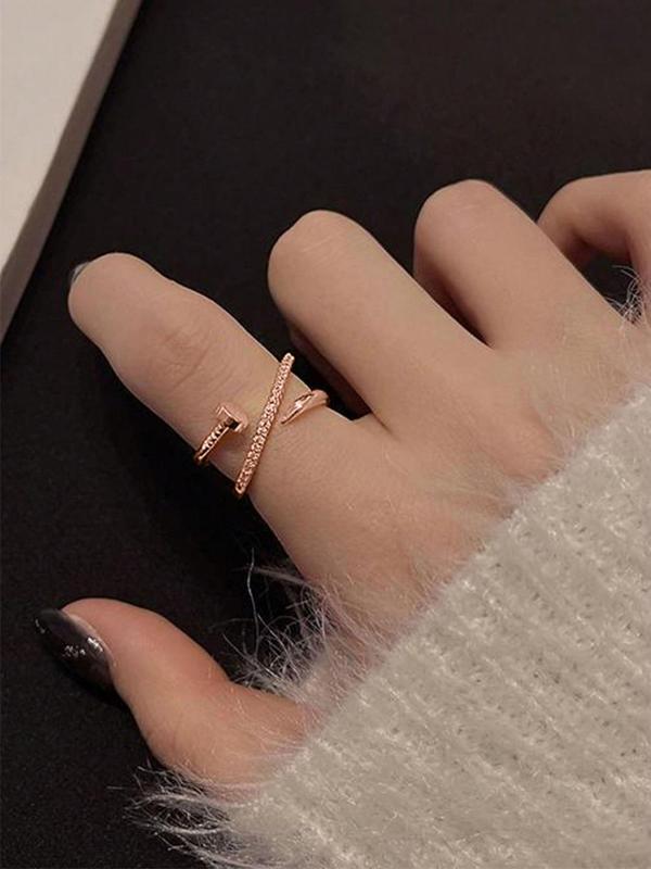 Fashionable Casual Cuff Ring (1 Count 2 Counts), Adjustable Open Ring for Women & Men, fashion jewelry for party, daily clothing decor, trendy all-match & exquisite jewelry for birthday gift