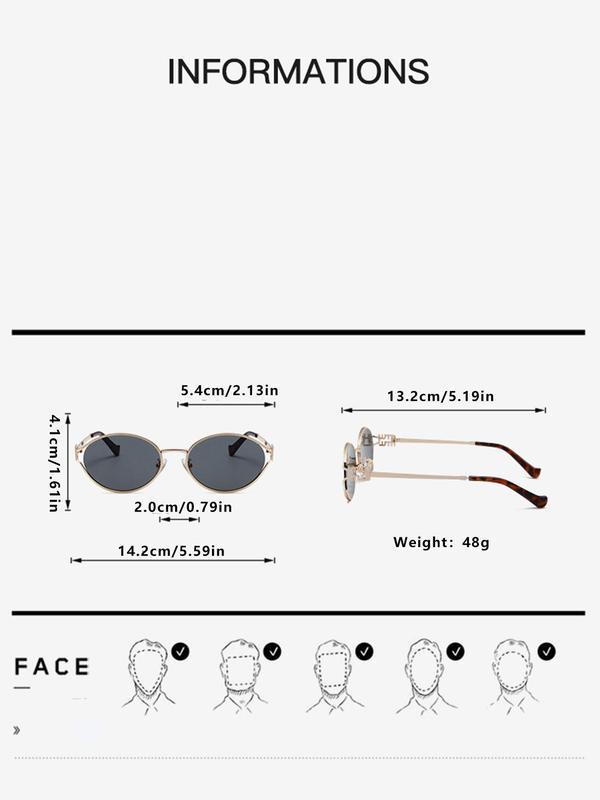 Unisex Fashionable All-match Oval Frame Sunglasses, Trendy Casual Sunglasses for Everyday Use, Fashion Accessories for Outdoor Activities