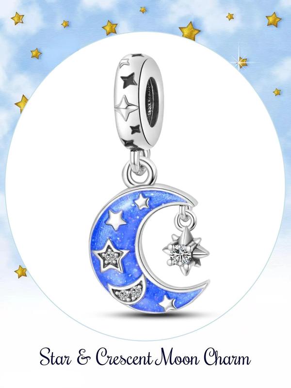 Rhinestone Decor Star & Moon Design Charm, Fashionable Jewelry Making Accessories for Women & Girls, Trendy All-match & Exquisite Jewelry As Gift