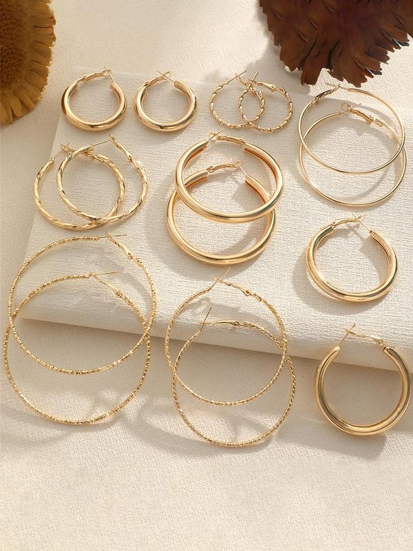 Women's Elegant Twist Design Hoop Earrings, 8 Pairs Trendy Exquisite Hoop Earrings, Chic All-match Vintage Jewelry As Gift for Girlfriend