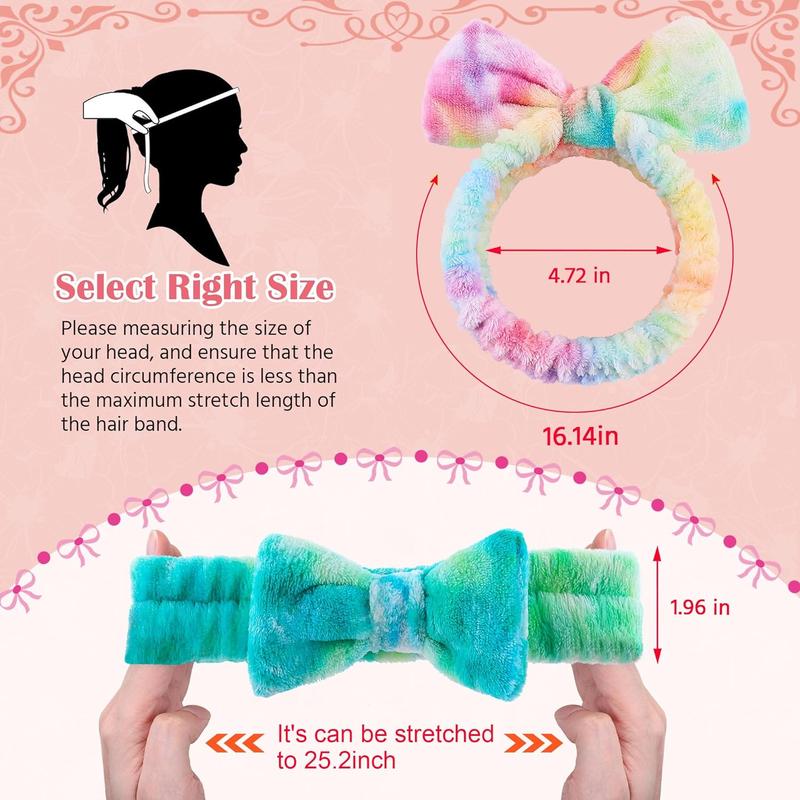 Skincare Headband, Spa Headband, Makeup Headband, Headband for Washing Face, Gift for Teen Girls, 6pcs, Tie Dye Color Microfiber Headband, Elastic Headband for Woman, Girls