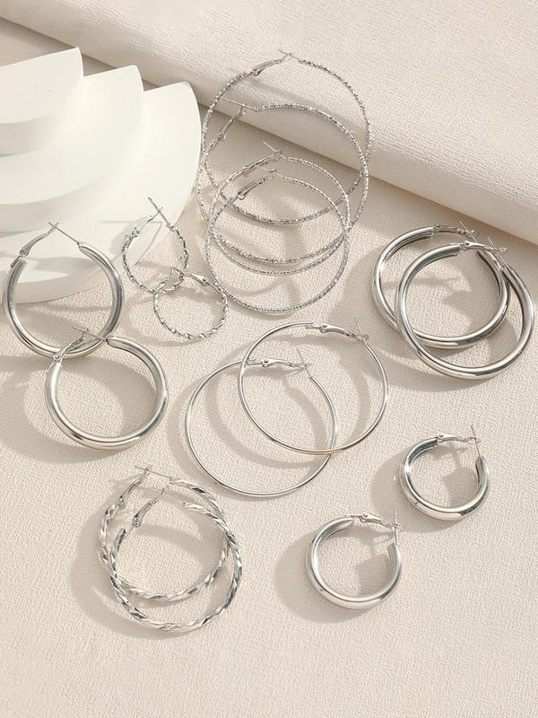 Women's Elegant Twist Design Hoop Earrings, 8 Pairs Trendy Exquisite Hoop Earrings, Chic All-match Vintage Jewelry As Gift for Girlfriend