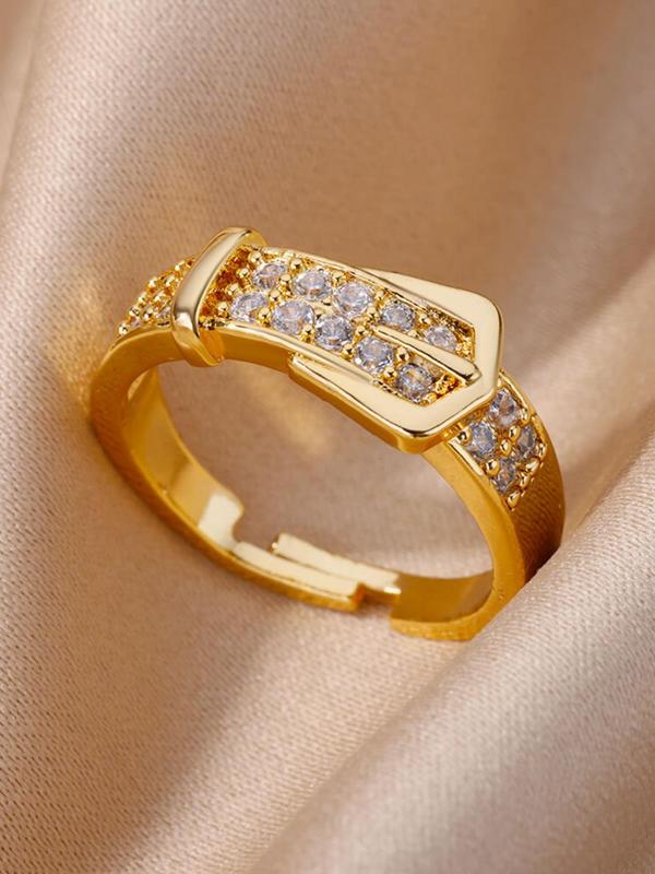 Elegant Rhinestone Decorated Adjustable Ring