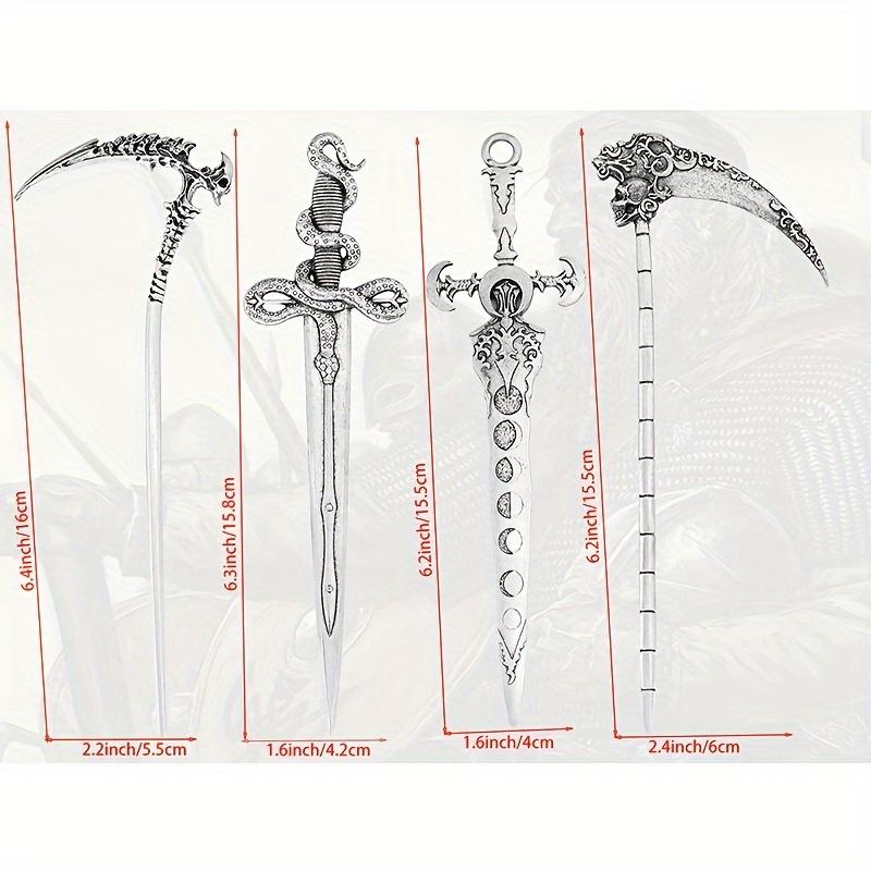 4-piece set of Witch Death Skull Hairpin Moon Sword Hair Stick Retro Snake Sword Hairpin Jewelry Hairpin Women