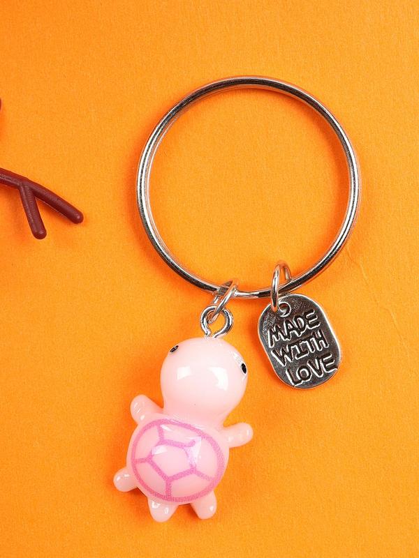 Cute Turtle Design Keychain, 4 Counts set Mini Keychain for Car Keys & Bag Decor, Fashionable Accessories As Creative Gift for Family & Friends