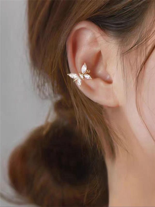 Women's Elegant Rhinestone Decorated Ear Cuff, Exquisite Trendy Ear Cuff, 2024 New Style Fashionable Jewelry for Women for Daily & Party Decoration