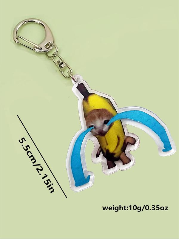 Cute Cartoon Cat & Banana & Heart Design Keychain, Fashionable Keychain for Women & Men, Trendy All-match Keychain for Birthday Gift