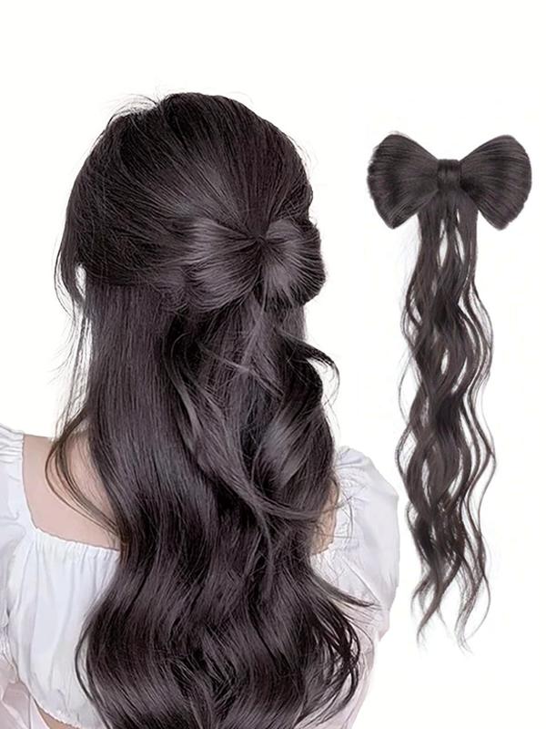 Bow Decor Body Wavy Synthetic Hair Extension, Natural Looking Striking Fluffy Hair Piece for Women, Synthetic Hair Extensions for Daily & Party Use