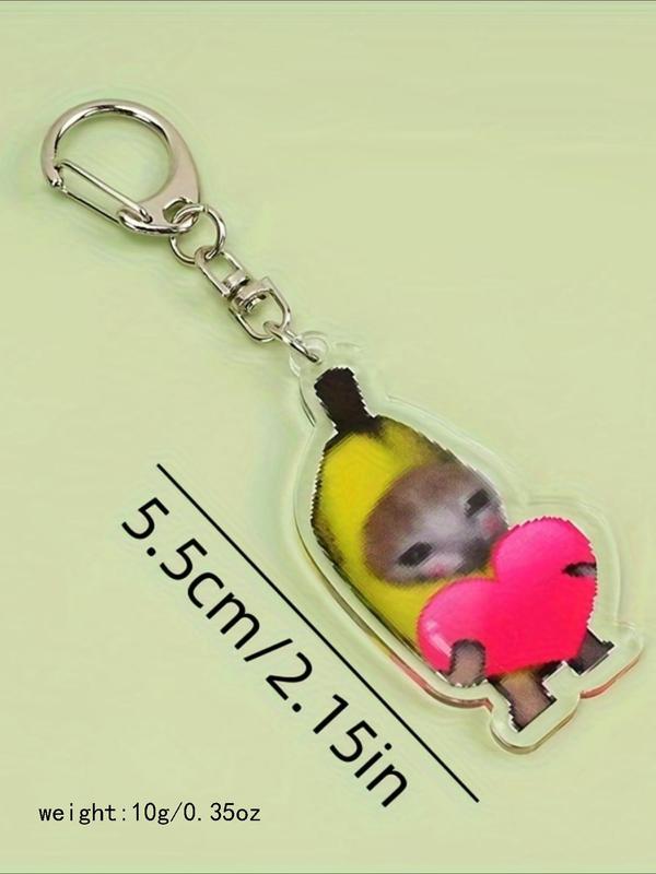 Cute Cartoon Cat & Banana & Heart Design Keychain, Fashionable Keychain for Women & Men, Trendy All-match Keychain for Birthday Gift