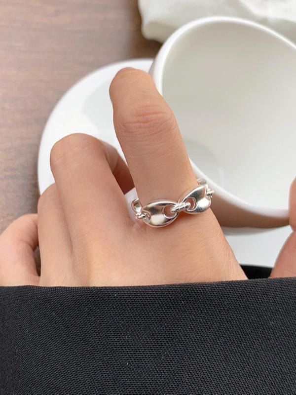 Women's Casual Chain Shaped Ring, Casual All-match Jewelry for Girls Gift, Female Classic Fashion Accessories for Daily Wear